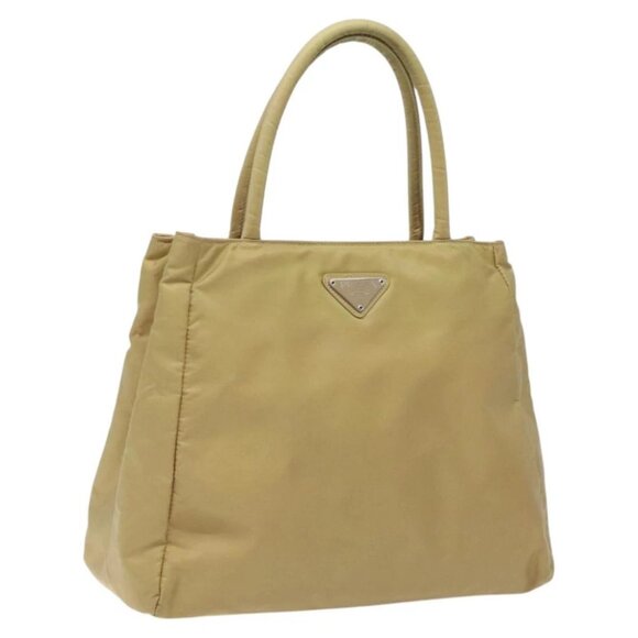 PRADA Hand Bag Nylon Beige Silver Auth 121920 - Picture 1 of 15